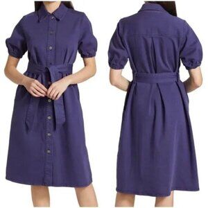Chic Button-Down Midi Dress in Deep Purple